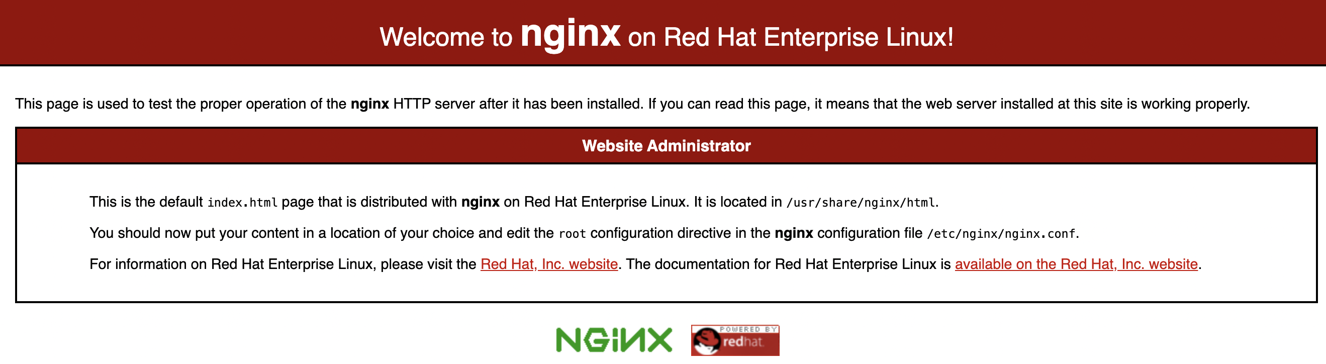 nginx default page